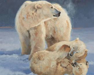 98
Luke Frazier
b. 1970
"Soft Glow"
Oil on Masonite
Signed lower left: Luke Frazier; signed again, titled, and inscribed on the artist's label affixed verso
12" H x 12" W
Estimate: $1,000 - $2,000