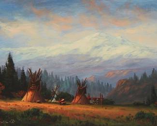 4
Heinie Hartwig
b. 1937
"Late in the Day"
Oil on Masonite
Signed lower left: Heinie Hartwig ©; titled verso
9" H x 14" W
Estimate: $800 - $1,200