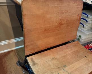 Vintage school desk, seat folds up