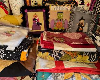 Embroidered Pillows, Quilts