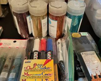 Glitter, pens, glitter pens