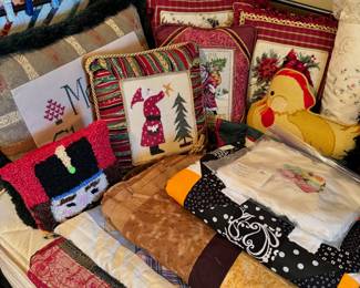 Embroidered Pillows, Quilts