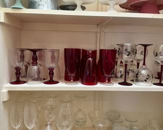 Cake stands, glassware