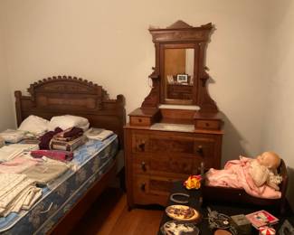 NICE EASTLAKE WALNUT DRESSER AND BED