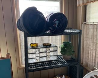 SLEEPING BAGS , PLASTIC SHELVES