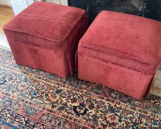 $160 pair of slipcovered small benches/Ottomans. 21“ x 19“ x 15“ high. Available for online purchase.