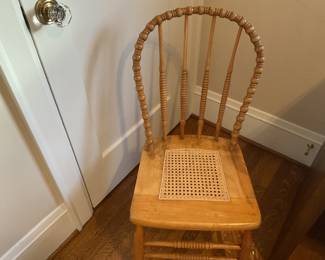 $48 Cane seat side chair. 15.5 inches deep by 15.5 inches wide by 35 inches high. Available for online purchase.