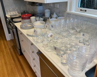 Glassware and tableware available for in person purchase Friday and Saturday