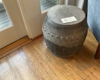 $90 Metal garden stool 16 inch diameter by 17.5 inches high. (As found). Available for online purchase