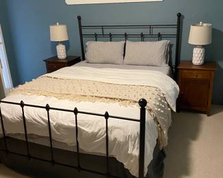 Another view of the West Elm queen bed, bedside tables and lamps. All are sold in separate photos.