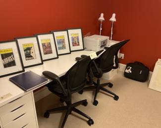 Lee industries, desk, office, chairs, framed, playbills, and more available for in person purchase Friday and Saturday