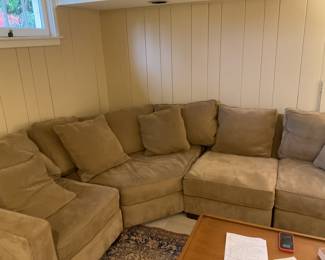 $340 Jonathon Louis Microfiber sectional sofa. 90” one side 118” other side X 38” d X 33’ h. Available for online purchase.