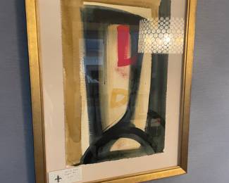 $220 original abstract art by Spanish artist framed size is 30.5 inches high by 22 inches wide. Available for online purchase.