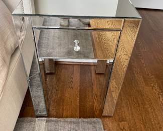 The second in the pair of the side tables. The as found issue is visible on the left leg of the table.