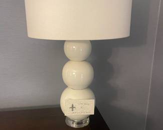 Lamp is 23.5 inches high with a 14 inch diameter shade. This item is available for in person purchase Friday and Saturday.
