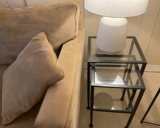 $320 ($400 new currently) Pottery Barn Nesting tables. Large one is large table 14” x 16” x 24”. The smaller table 13” x 13” x 22” available for online purchase.