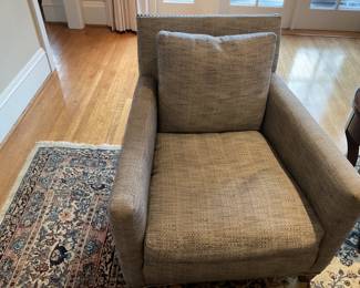 Close-up of one of the pair of Lee industry chairs