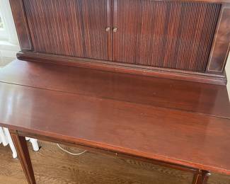 $270 antique drop leaf desk measures 36 inches wide by 19 inches deep by 42 inches high. Available for online purchase.