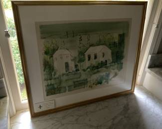 $290 Two Houses original watercolor by Alfred Birdsey. 24 inches high by 28.5 inches wide. Available for online purchase.