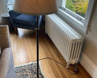 $240 adjustable height floor lamp. 52 inches high as shown the base is 11 inch diameter. Available for online purchase.