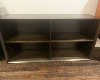 $160each Room & Board Modular Bookcase. Two available. Dark grey- almost black Each is 44"w x 22.5"h x 12.5"d. Can be used as a pair stacking them on one another. Only one is pictured. each. Available for online purchase.