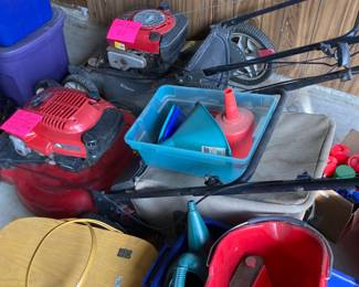 2 Lawn Mowers and Garage Items