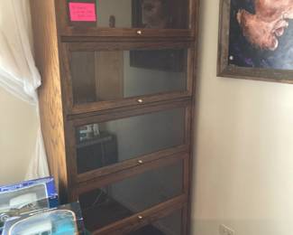 5 Shelf Lawyers Case Dark Wood Glass Front..Beautiful