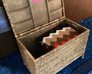 Wicker Chest and Home Made Afghans 
