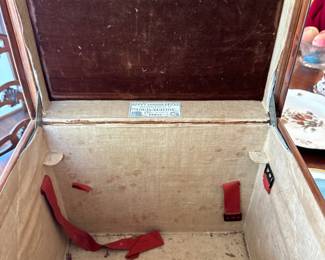 Full view of leather Louis Vuitton hat case 