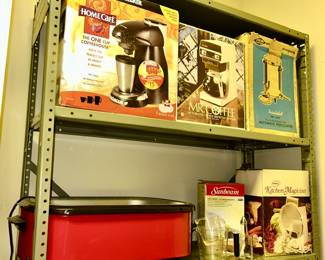 Many small appliances, several are new in boxes (Some SOLD)