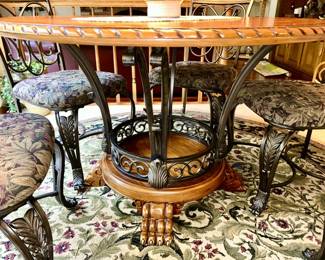 Close-up view of round table base