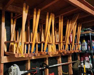 Folding stools, weedeaters, blower