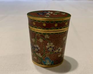 Lot # : 50f - Vintage Chinese cloisonné pill box/snuff jar
