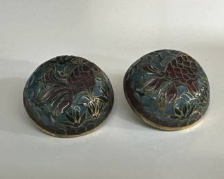 Lot # : 455 - Pair of plique-à-jour earrings
