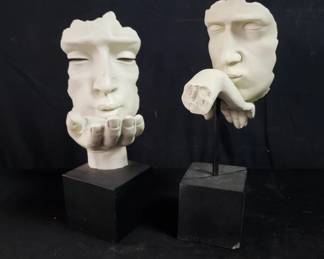 Lot # : 505 - Pair of modern sculptures blowing kisses
