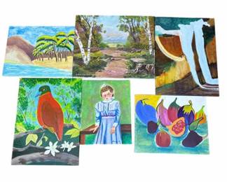 Lot # : 269z - 6 vintage oil paintings on canvas
