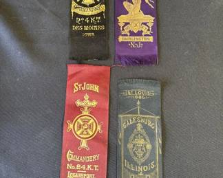 Lot # : 252z - 4 antique 1880's silk Knights Templar ribbons
