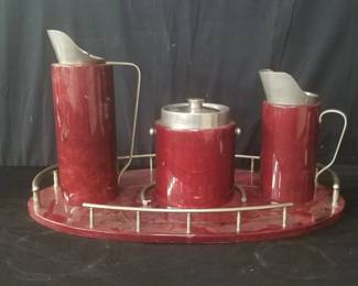 Lot # : 181 - Art Deco serving set: pitcher, tray & ice bucket
