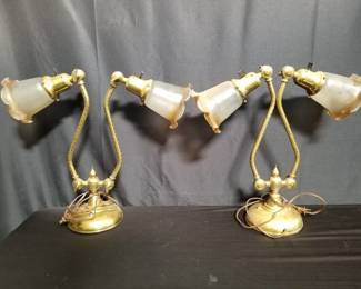 Lot # : 256 - Pair of 1950s brass 2-light table lamps
