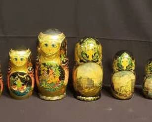 Lot # : 301 - Two vintage hand-painted Russian matryoshka
