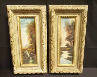 Lot # : 58 - Pair of signed oil on board paintings

