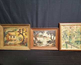 Lot # : 241 - 3 framed oil on canvas paintings
