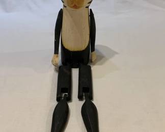 Lot # : 150f - Folk art hand-carved wood articulated sitting cat
