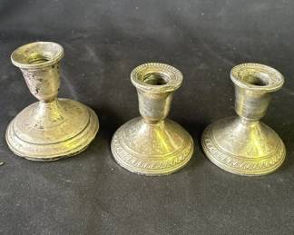 Lot # : 337z - 3 Vintage sterling silver candlesticks
