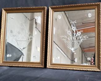 Lot # : 525 - Pair of etched mirrors
