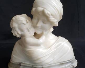 Lot # : 136 - 2-piece alabaster bust sculpture
