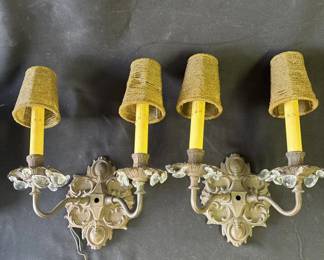 Lot # : 296z - Pair of vintage two-light metal sconces
