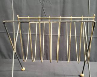 Lot # : 388 - Vintage brass and iron magazine rack
