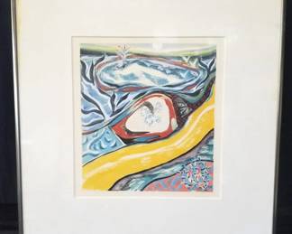 Lot # : 153 - Signed abstract painting embossed A Clark
