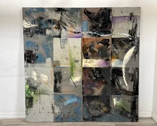 Lot # : 477 - Signed mixed media abstract on canvas signed Gavin
